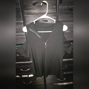 SHEIN Black Cold Shoulder Blouse